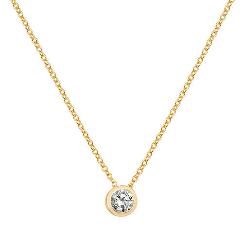 9ct Gold CZ Solitaire Necklace - John Ross Jewellers