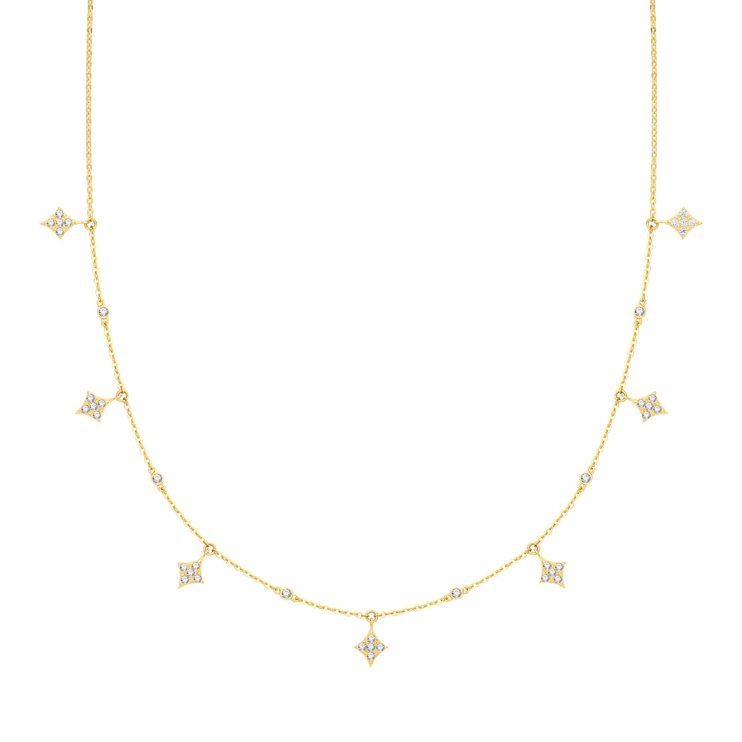 9ct Gold CZ Diamond Drops Necklace - John Ross Jewellers