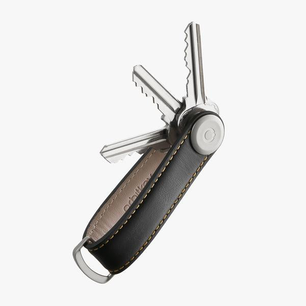 OrbitKey Key Organiser Leather Black/Tan - John Ross Jewellers