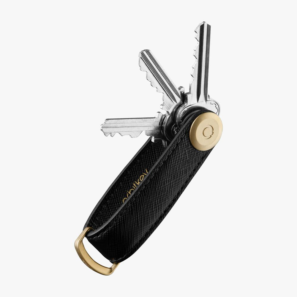 OrbitKey Key Organiser Saffiano Leather Liquorice - John Ross Jewellers
