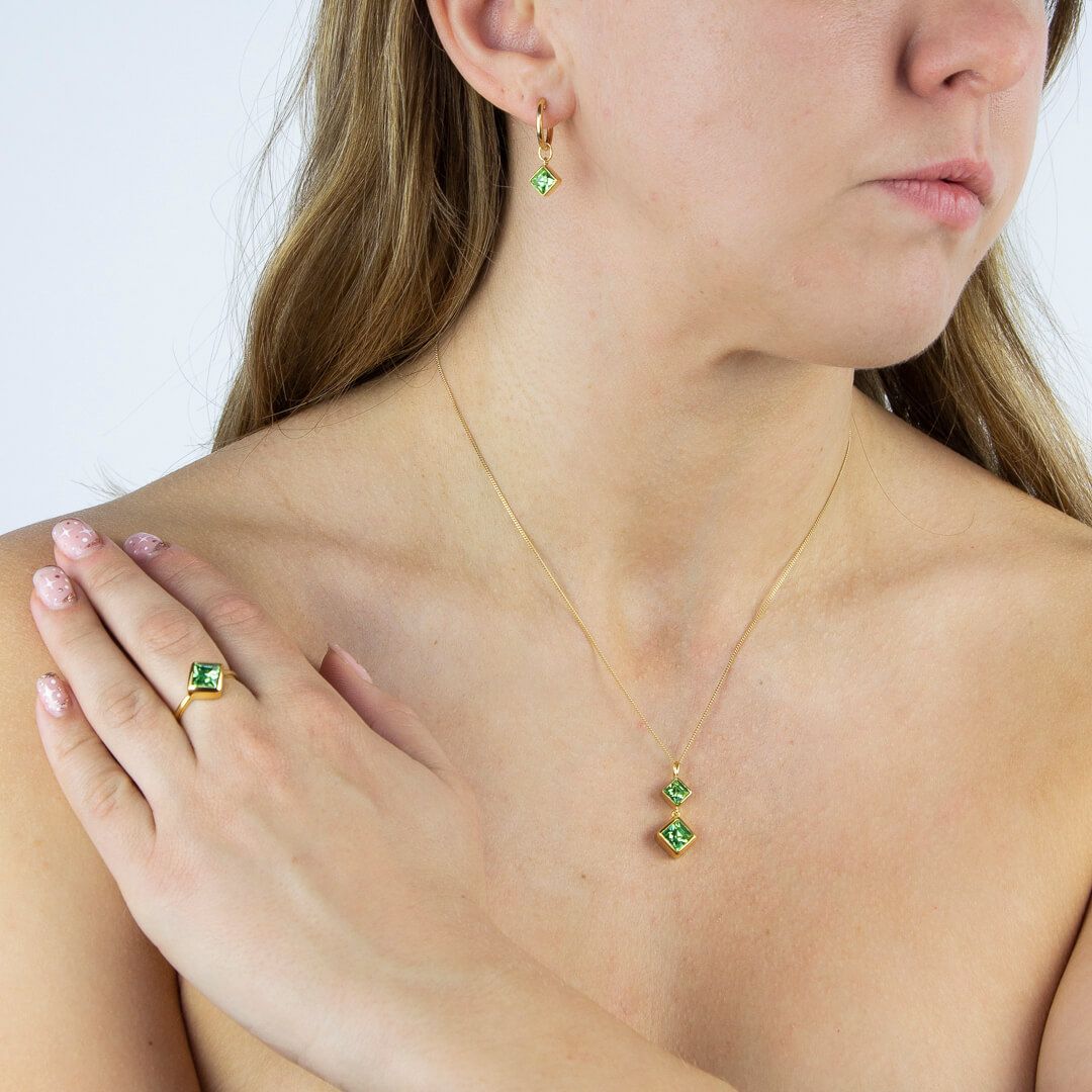 Sunshine Mint Crystal Solitaire Necklace - John Ross Jewellers