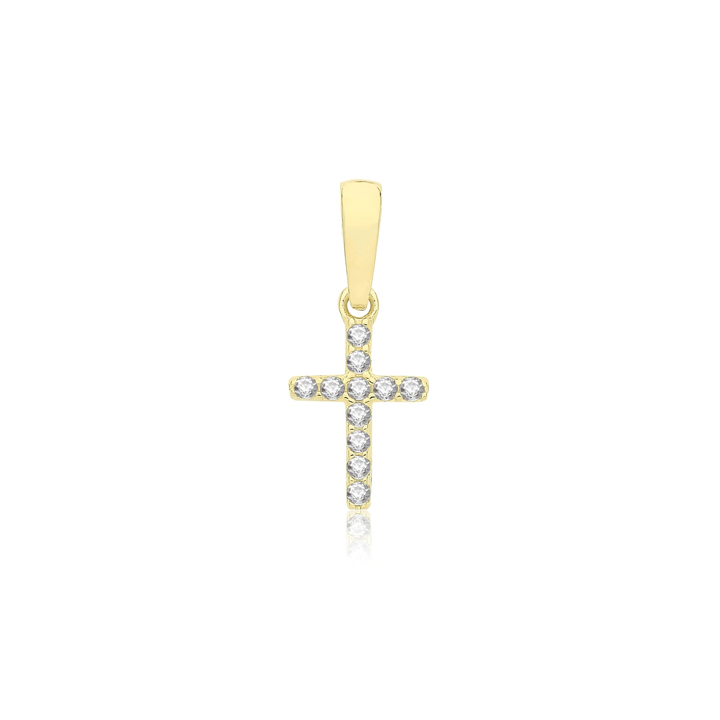 9ct Gold CZ Cross Pendant | Tiny - John Ross Jewellers