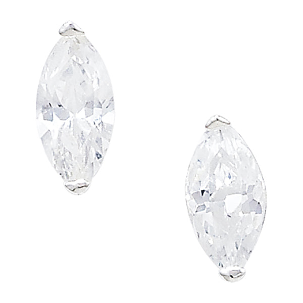 Silver Marquis CZ Set Stud Earrings - John Ross Jewellers