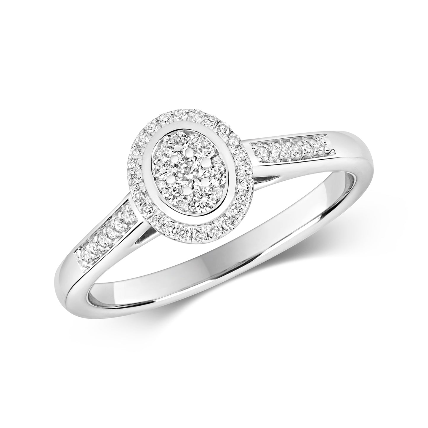 9ct White Gold Oval Cluster Diamond Engagement Ring | 0.25ct | H I1 Non-Certified