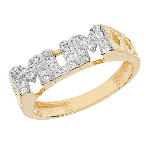 9ct Gold CZ Mum Ring - John Ross Jewellers