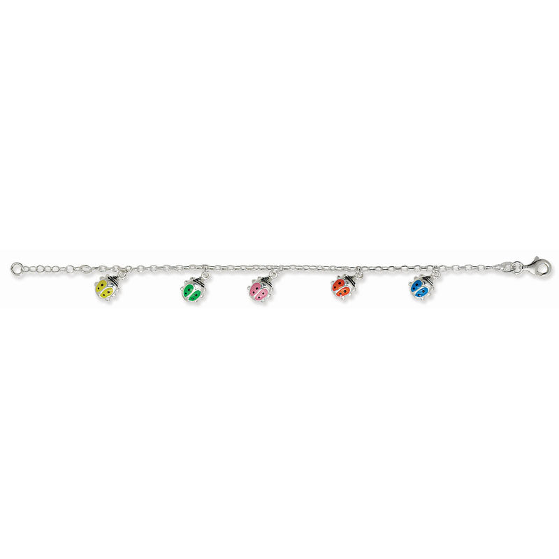 Kids Multi Coloured Enamel Ladybird Charm Bracelet - John Ross Jewellers