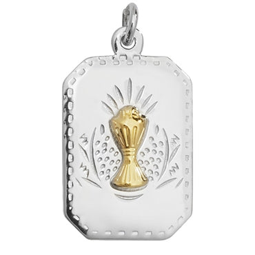 Kids Silver Rectangular Communion Medal & Chain - John Ross Jewellers