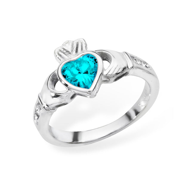 Birthstone Claddagh Ring - John Ross Jewellers