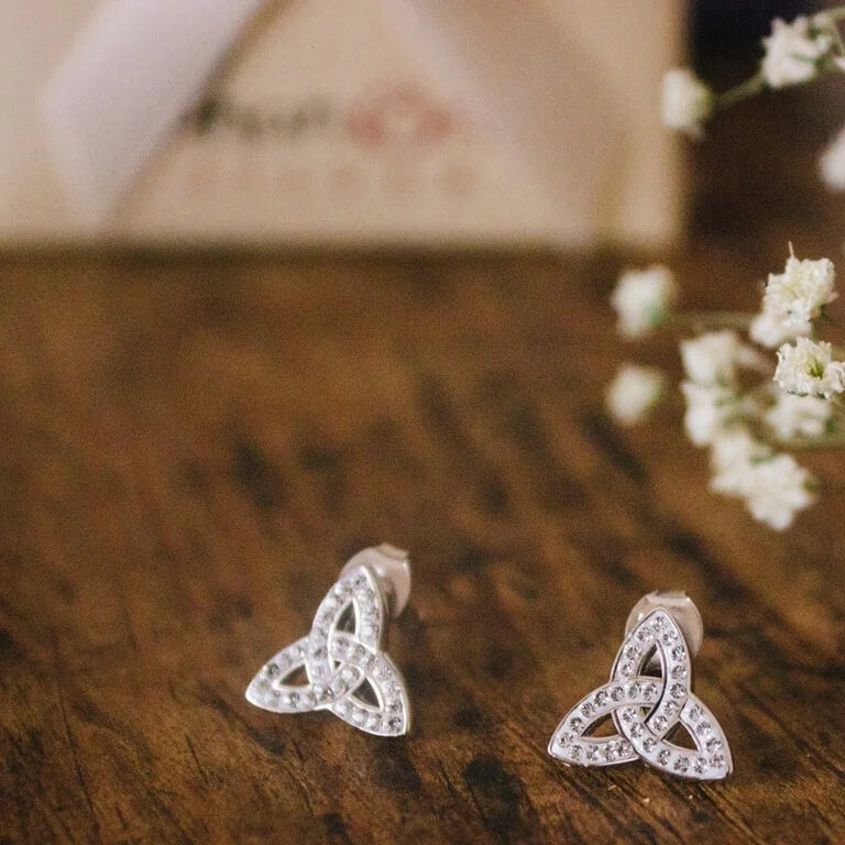 Silver Swarovski Trinity Stud Earrings - John Ross Jewellers