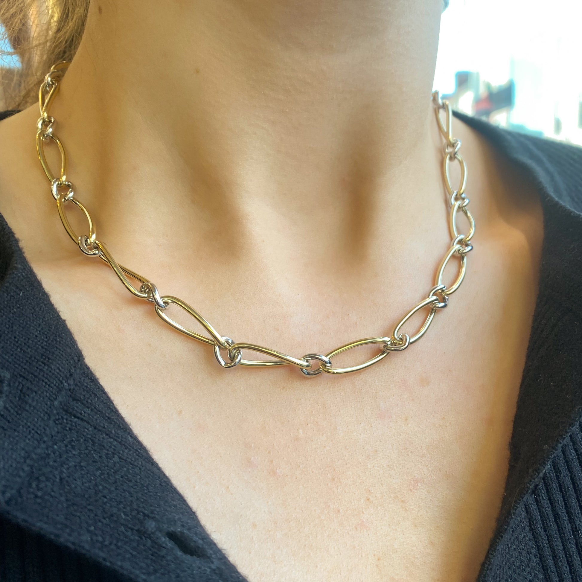 9ct Gold Two Tone Chunky Necklace - John Ross Jewellers