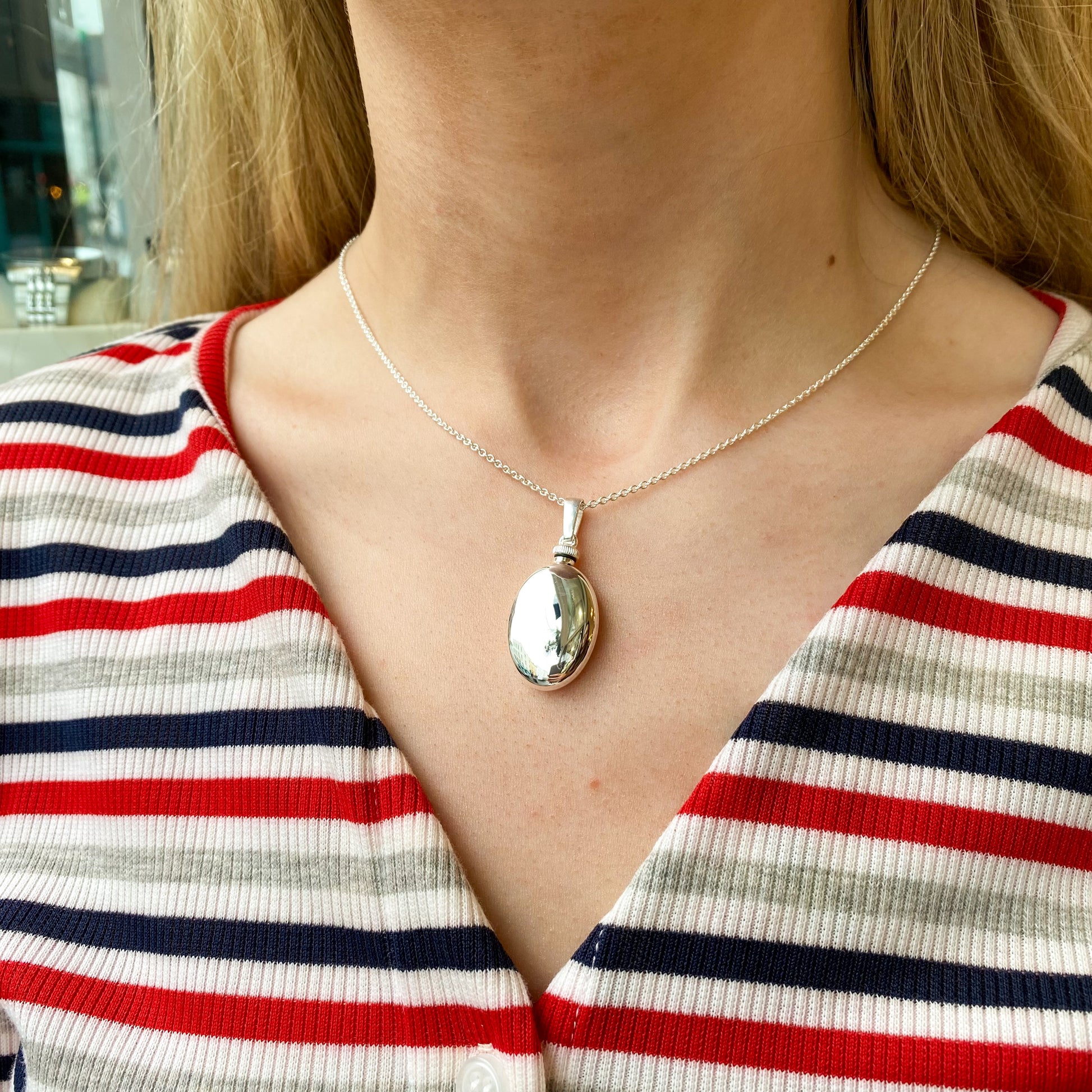 Silver Oval Ash Locket Necklace - John Ross Jewellers