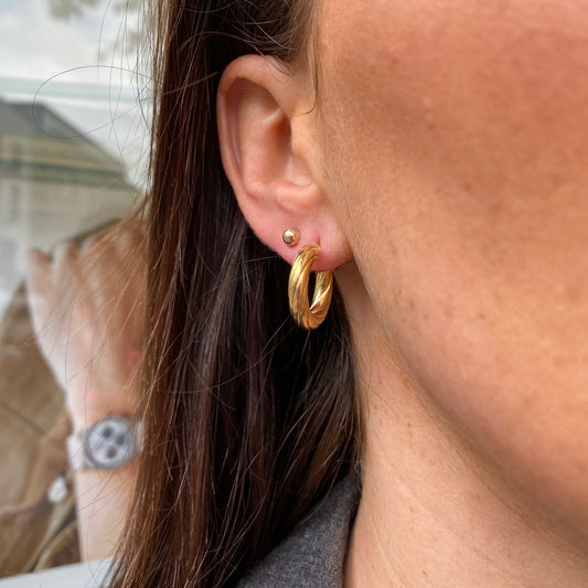 9ct Gold Chunky Twist Hoop Earrings 10mm - John Ross Jewellers