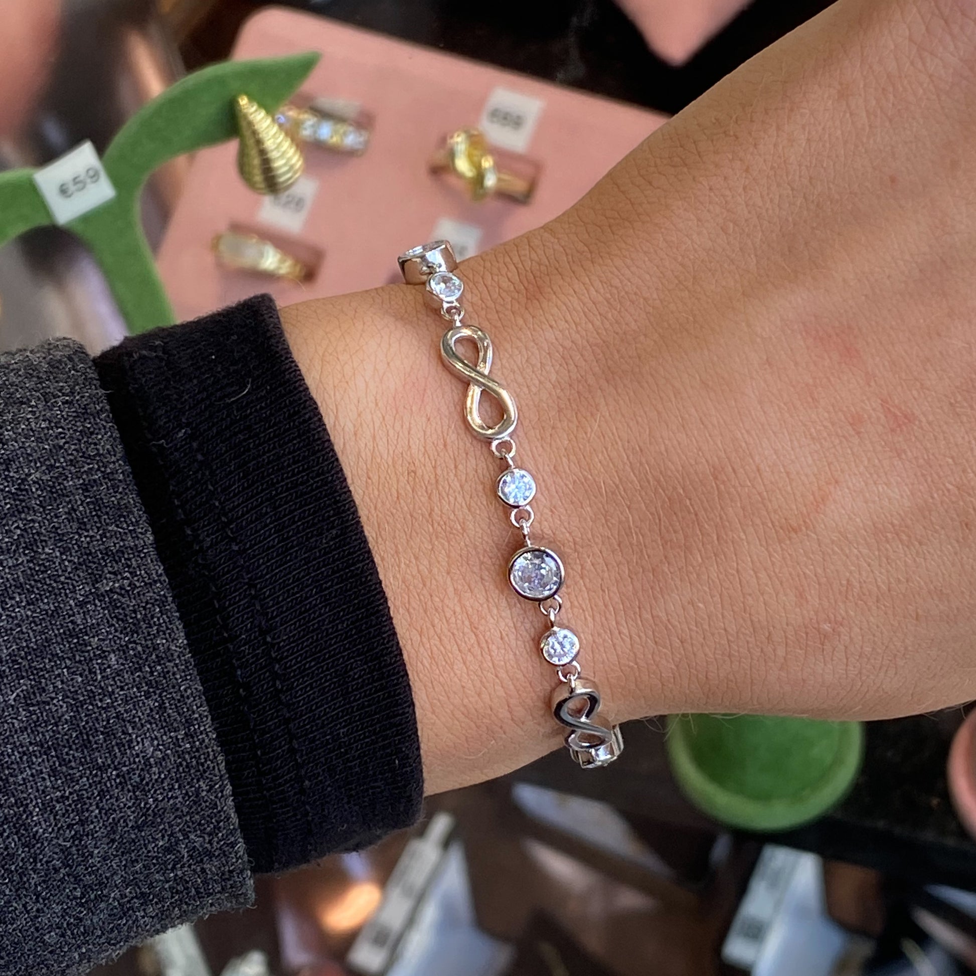 Silver CZ Infinity Toggle Bracelet - John Ross Jewellers