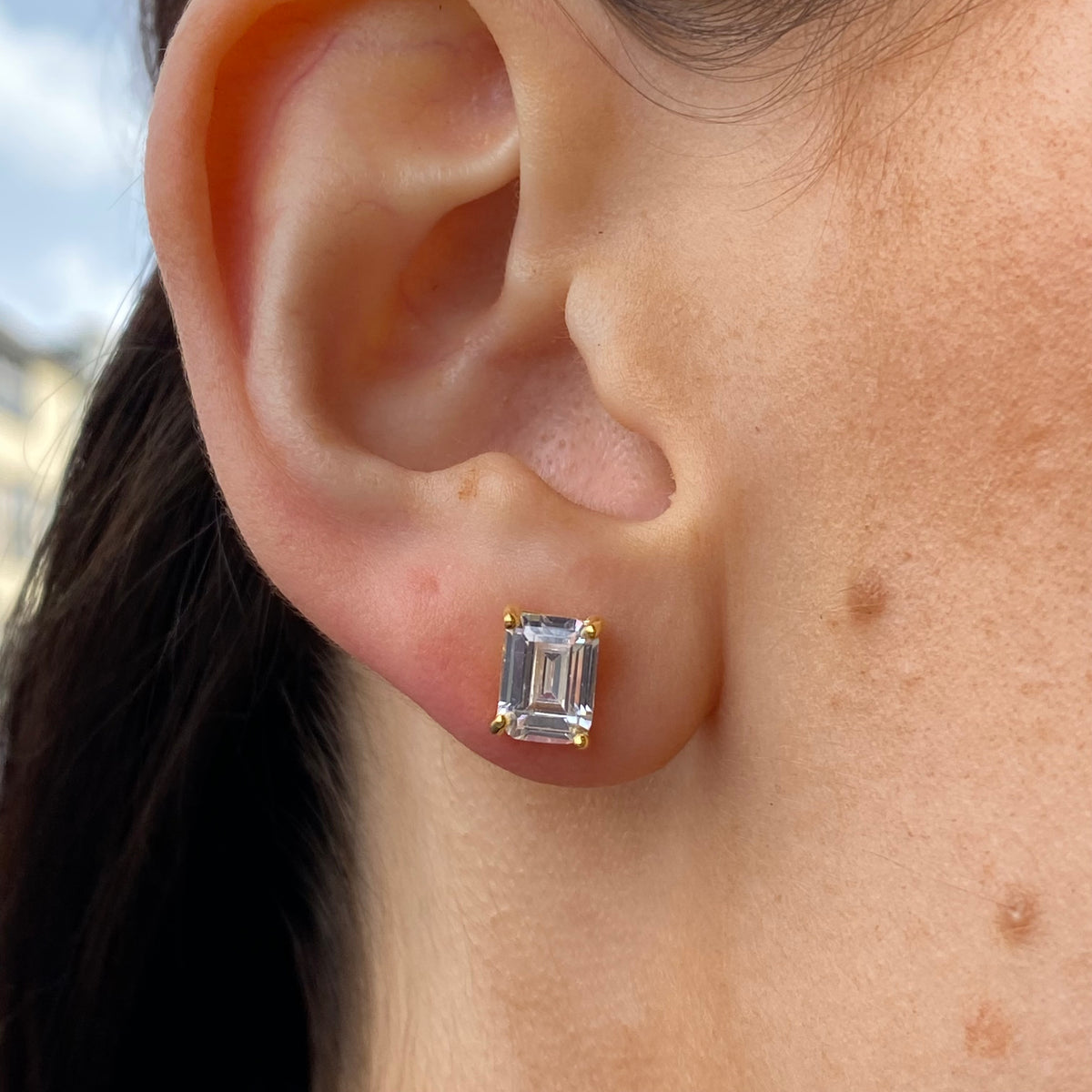 Sunshine Emerald Cut Stud Earrings