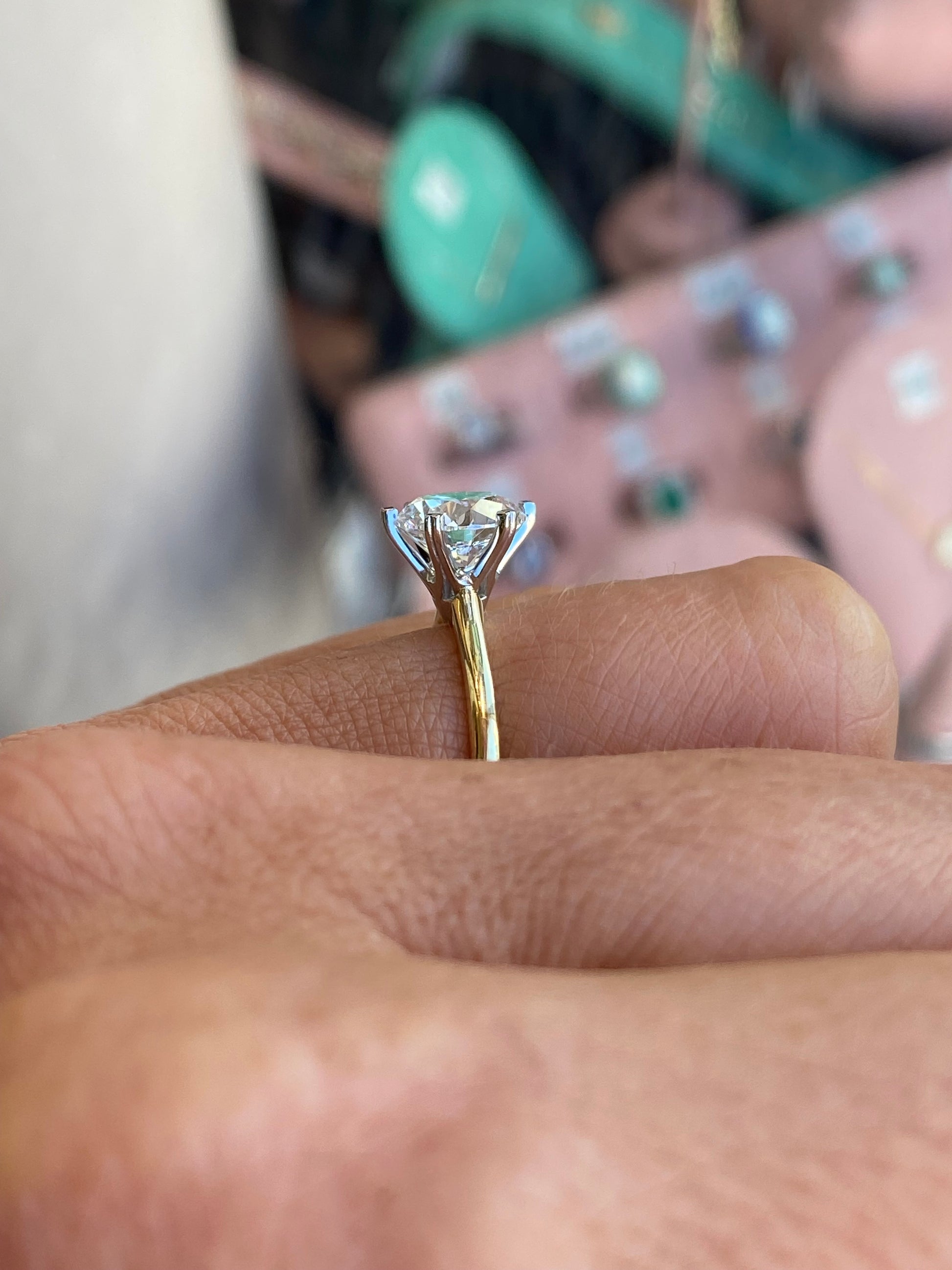 18ct gold solitaire engagement ring with a 2.02ct certificated lab diamond, featuring a sleek design by Domino.