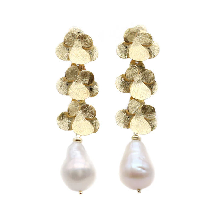 Baroque Long Drop Earrings | Arjess | Freshwater Pearl