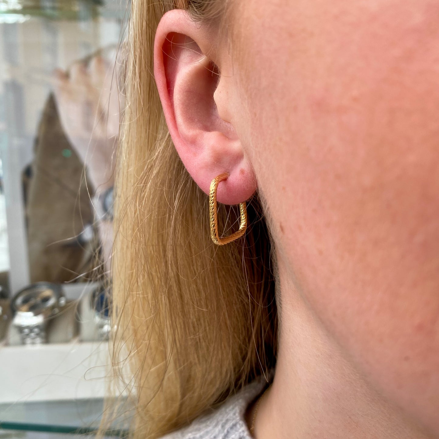 Sunshine Glittery Square Hoop Earrings - John Ross Jewellers