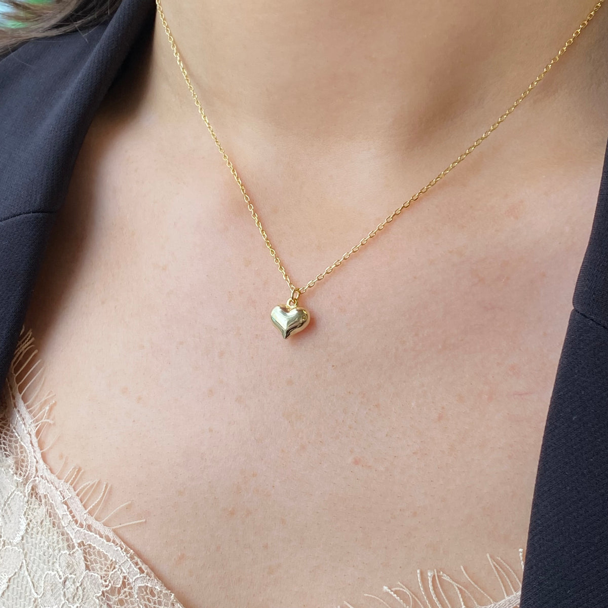 Sunshine 10mm Puffed Heart Necklace | 40 + 4cm