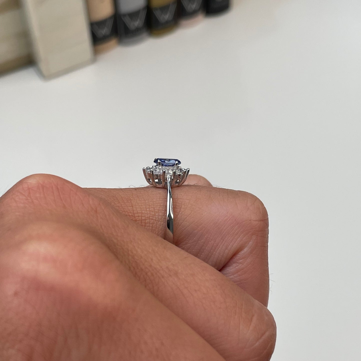 Silver Aqua CZ Diana Ring - John Ross Jewellers