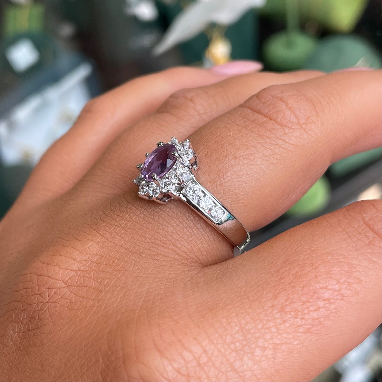 Silver CZ Diana Cluster Ring | Amethyst