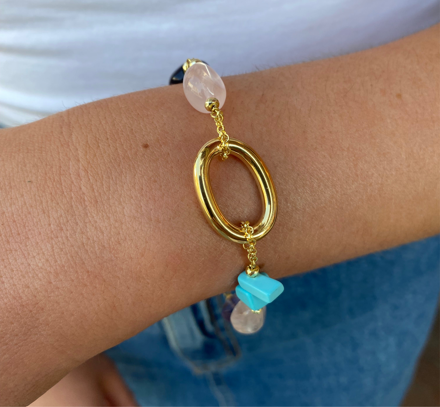 Baroque Bracelet | Horos | Amethyst, Rose Quartz & Turquoise - John Ross Jewellers