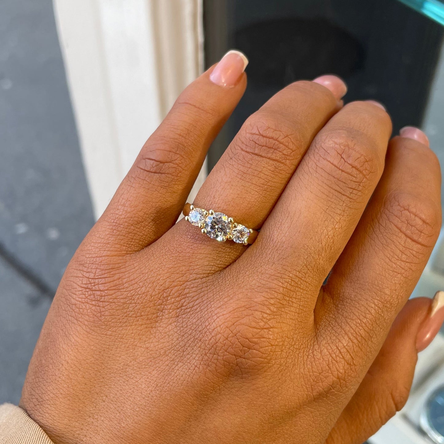 9ct Gold CZ Trilogy Ring - John Ross Jewellers