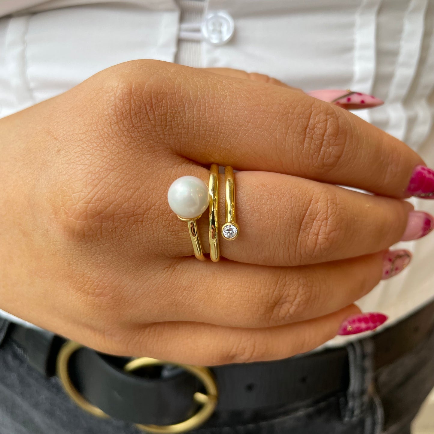 Sunshine Shell Pearl Wraparound Ring | 8mm - John Ross Jewellers