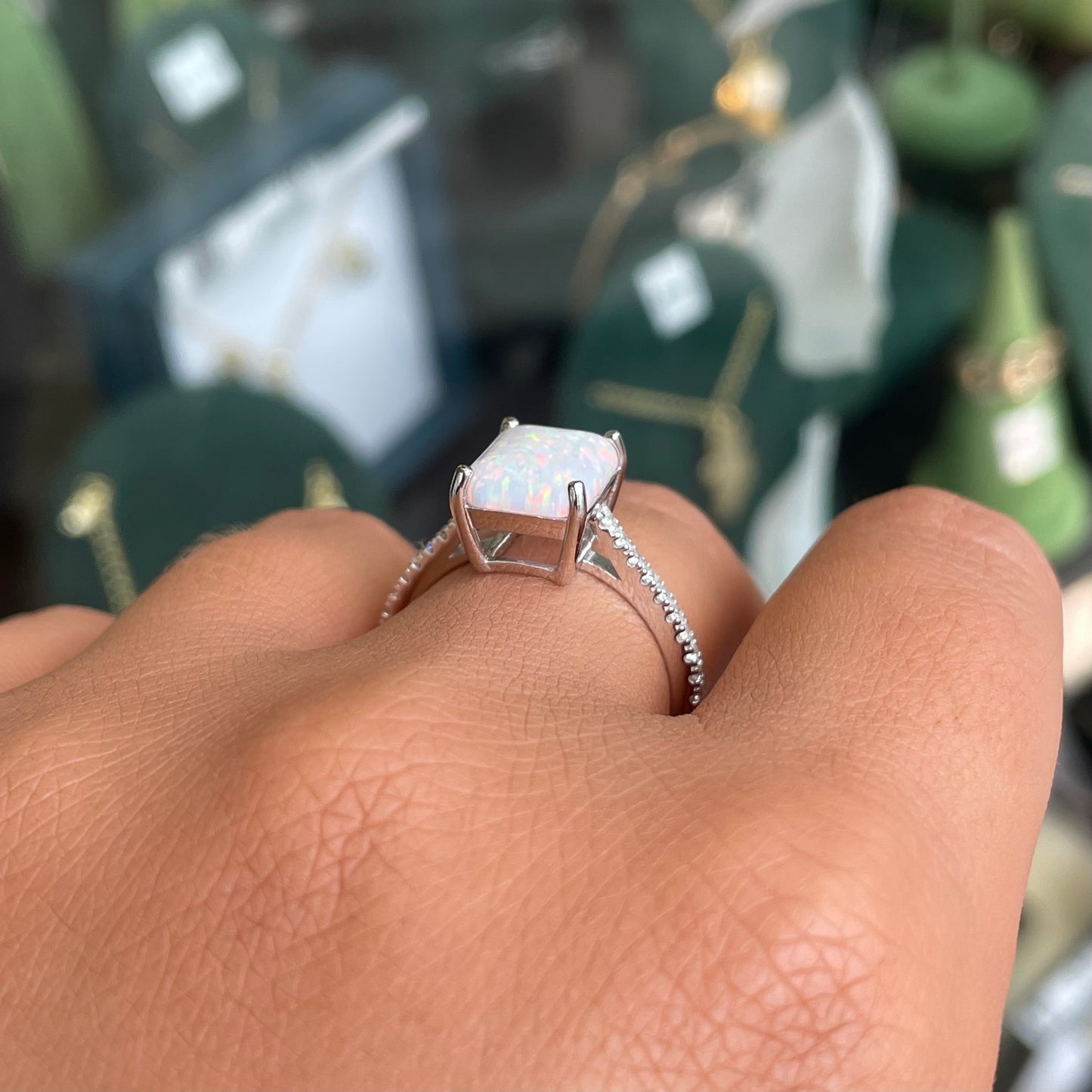Silver Opalique CZ Solitaire Ring | 8 X 10mm