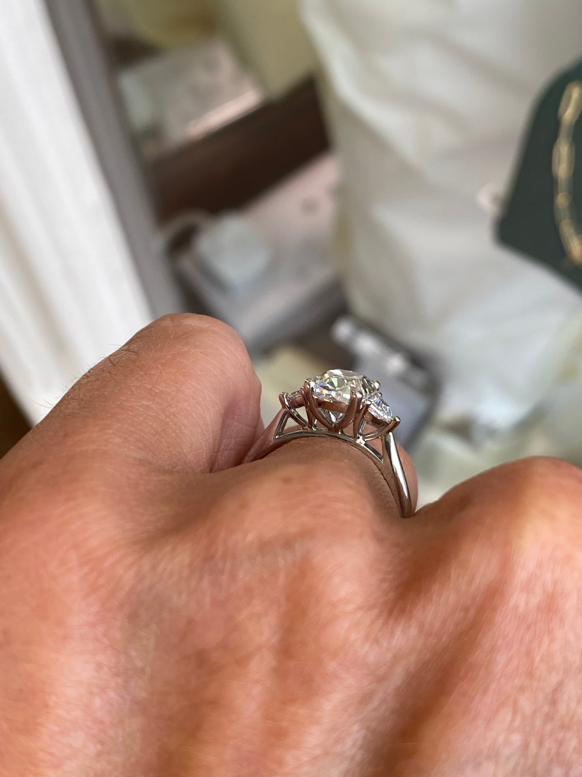 Platinum Old Mine Cushion Engagement Ring | Lab Grown 3.09ct