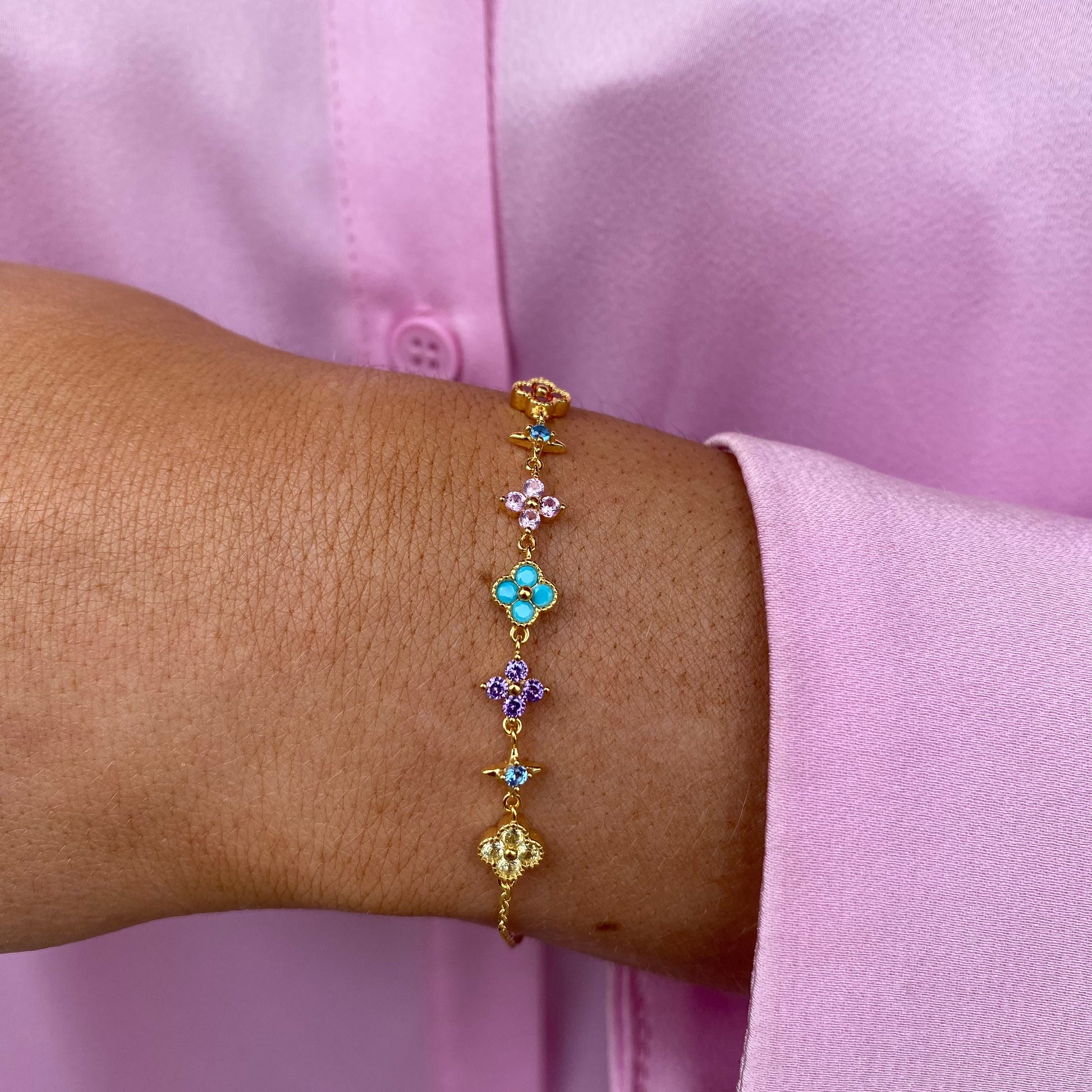 Sunshine Multi-Coloured Quatrefoil Bracelet - John Ross Jewellers