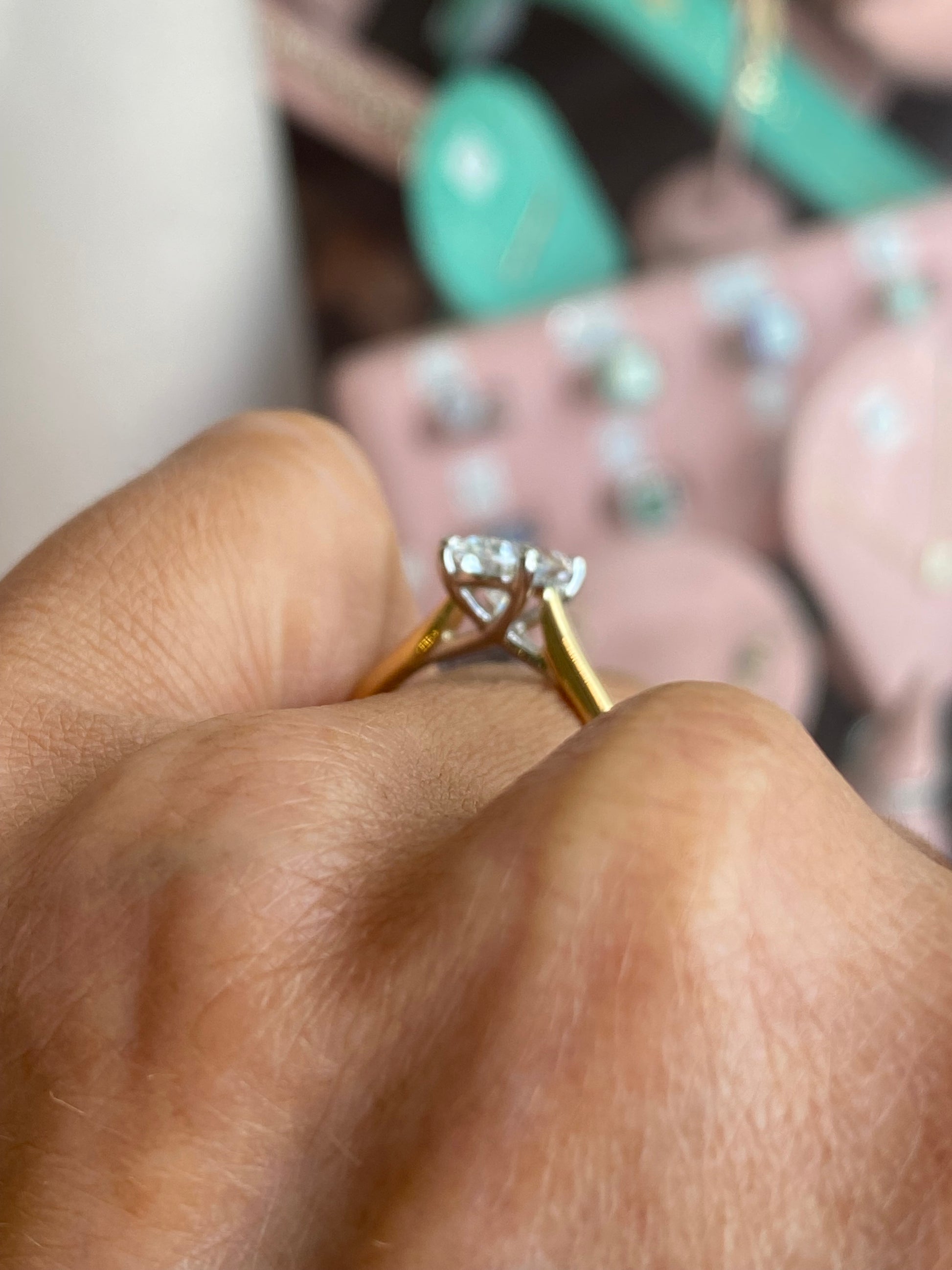 Prima 18ct gold oval solitaire engagement ring with 1.82ct certificated lab-grown diamond, showcasing the elegant central stone.