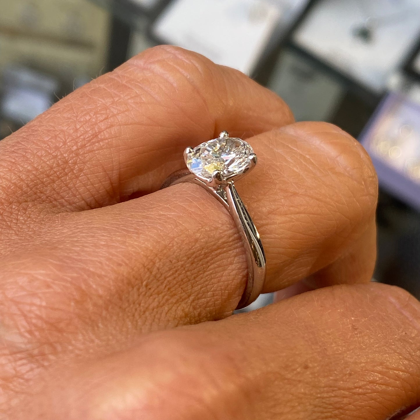 Platinum Oval Solitaire Engagement Ring | 1.53ct Certificated - John Ross Jewellers