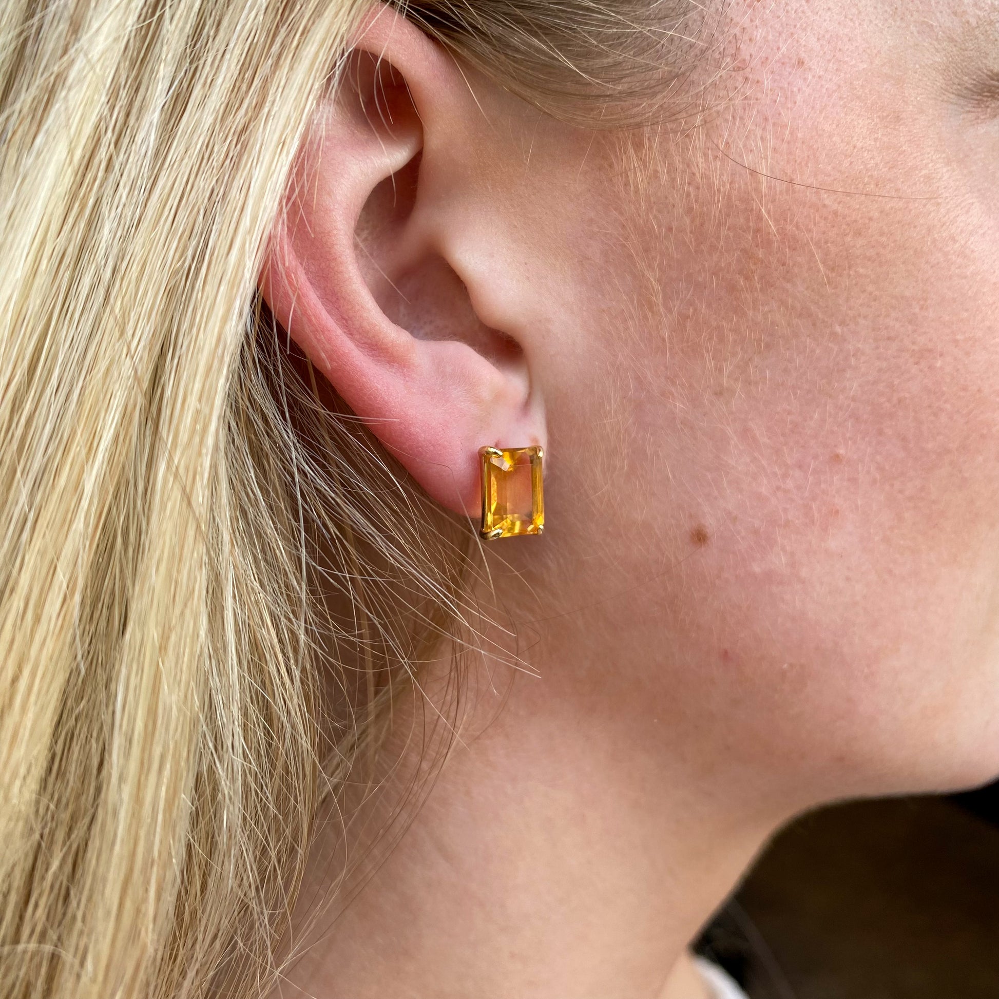 18ct Gold Citrine Stud Earrings - John Ross Jewellers
