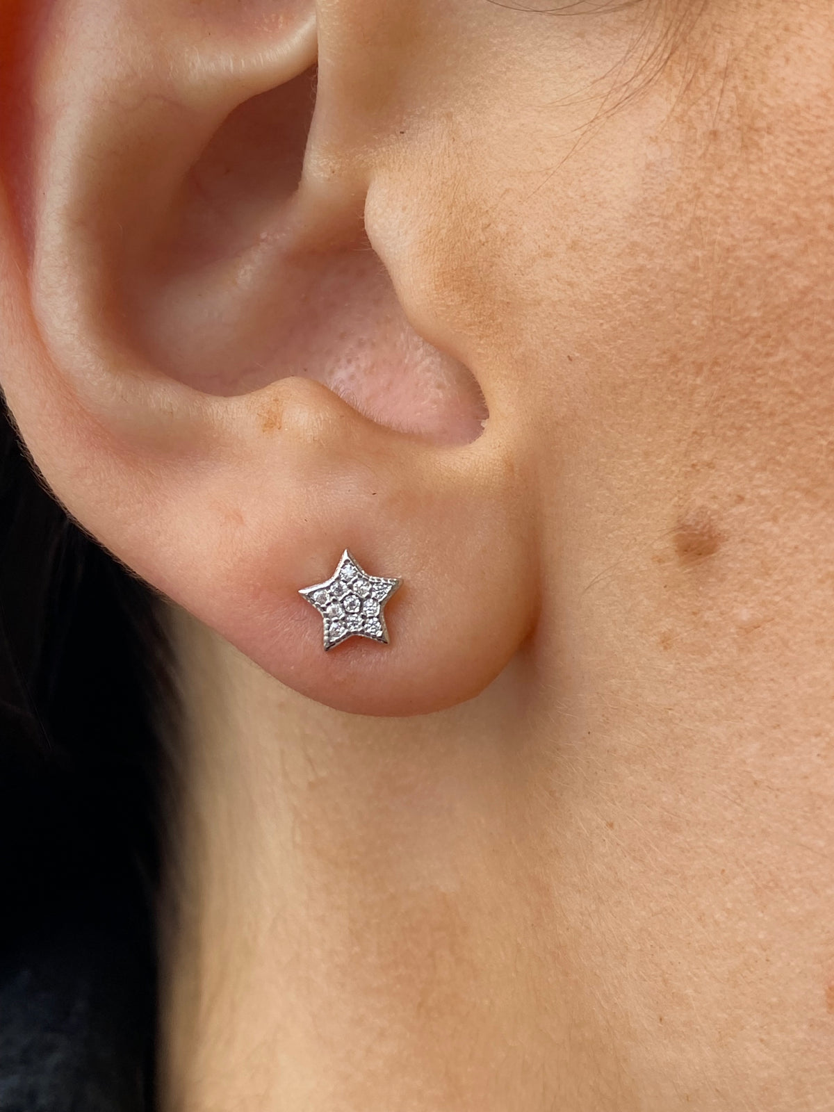 Silver CZ Star Stud Earrings