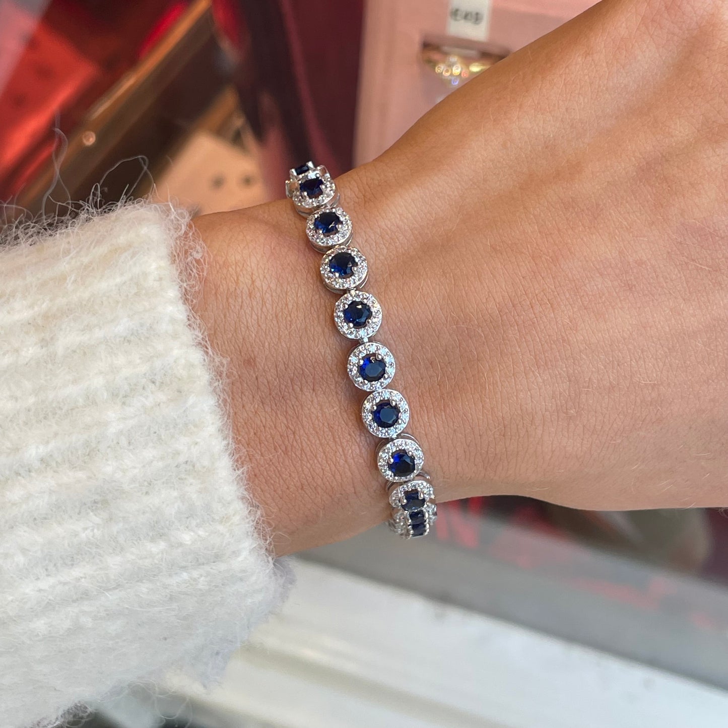 Silver 3.5mm CZ Garland Bracelet | Sapphire Blue - John Ross Jewellers