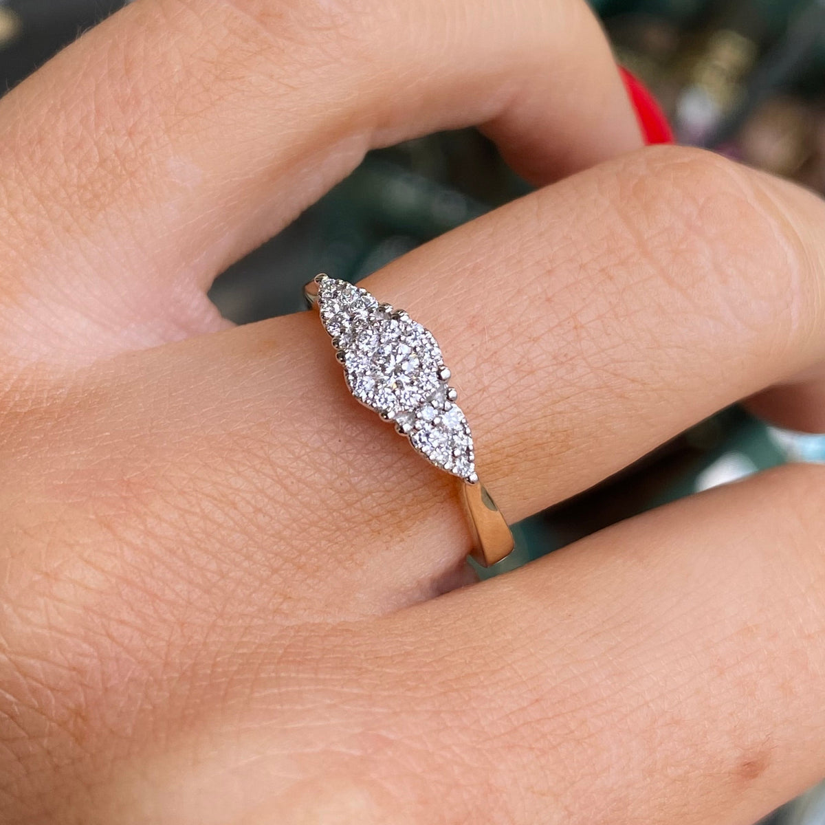 9ct Gold Trilogy Cluster Engagement Ring | 0.28ct