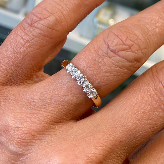18ct Gold Five Stone Diamond Set Wedding/Eternity Ring | 0.49ct
