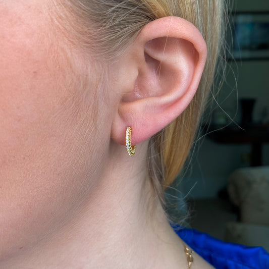 Sunshine CZ Stud Hoop Earrings | Small - John Ross Jewellers