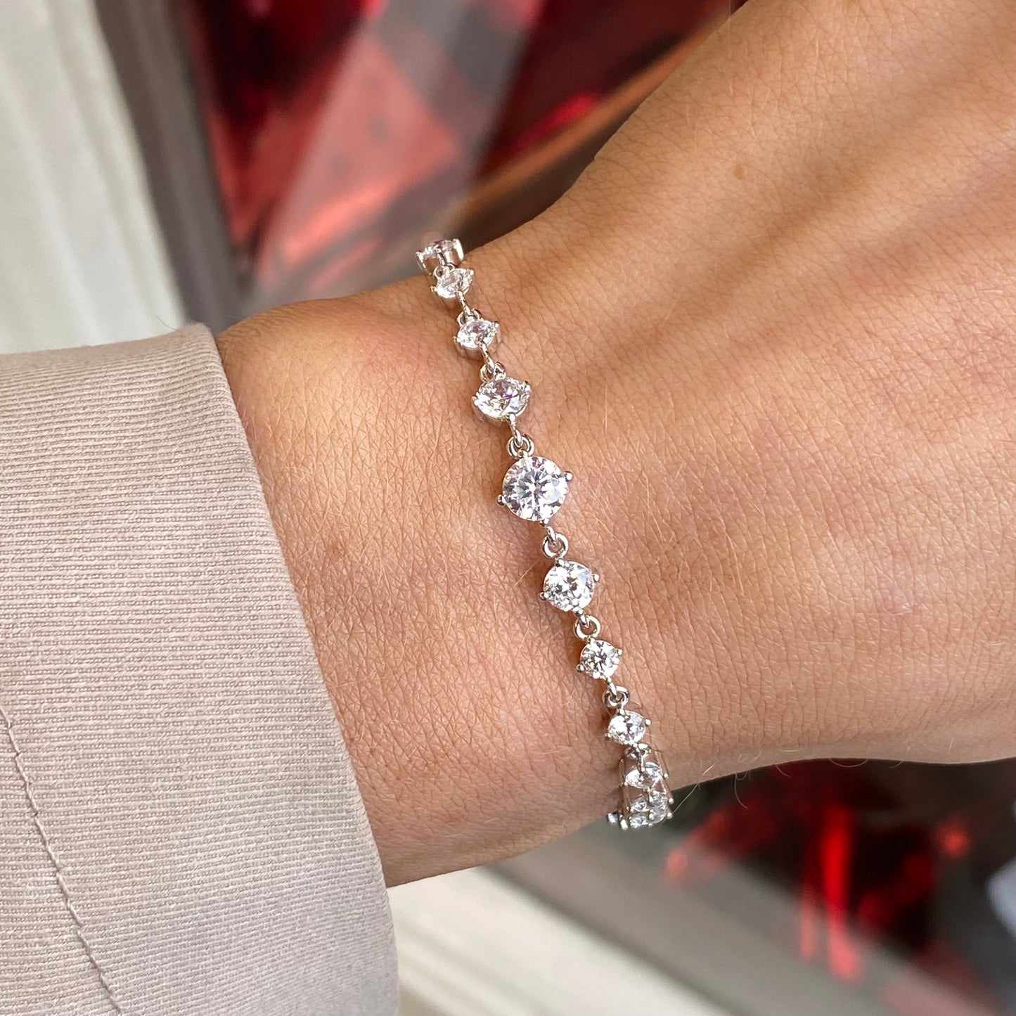 Silver CZ Tennis Bracelet | 16+3cm - John Ross Jewellers
