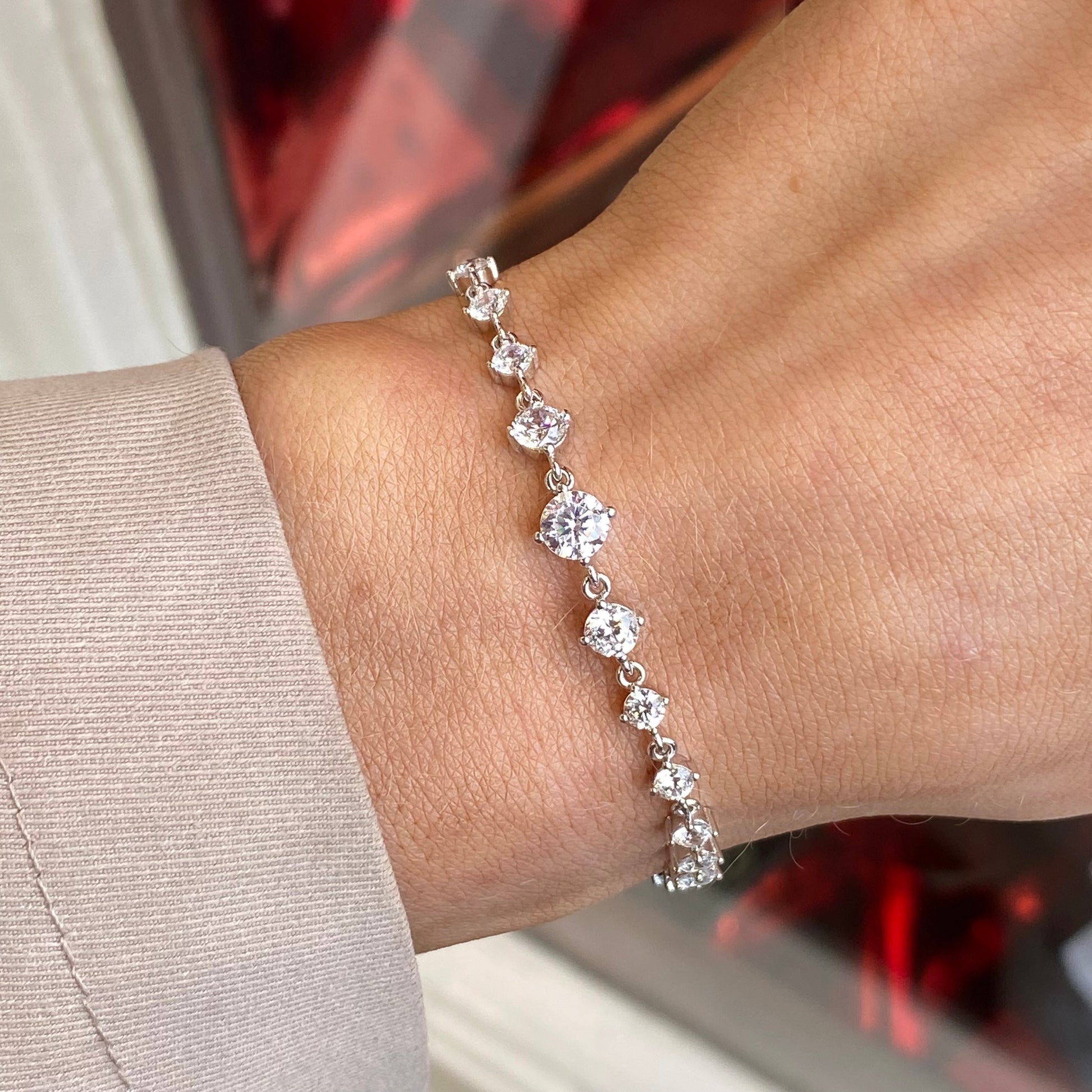 Silver CZ Tennis Bracelet | 16+3cm - John Ross Jewellers