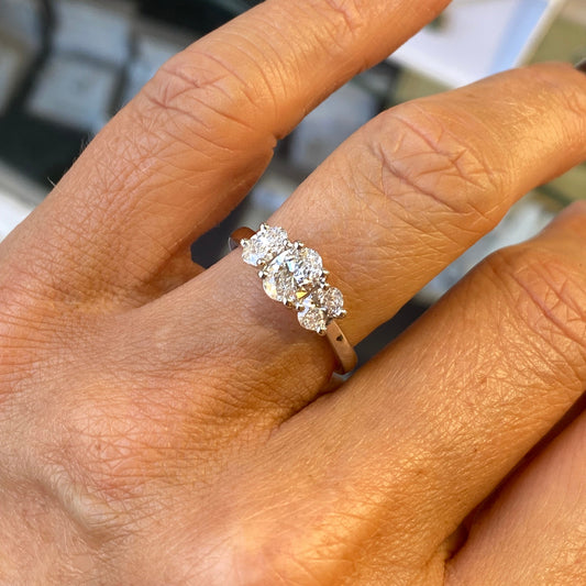 Platinum Oval Trilogy Engagement Ring | Lab Grown Certified - John Ross Jewellers
