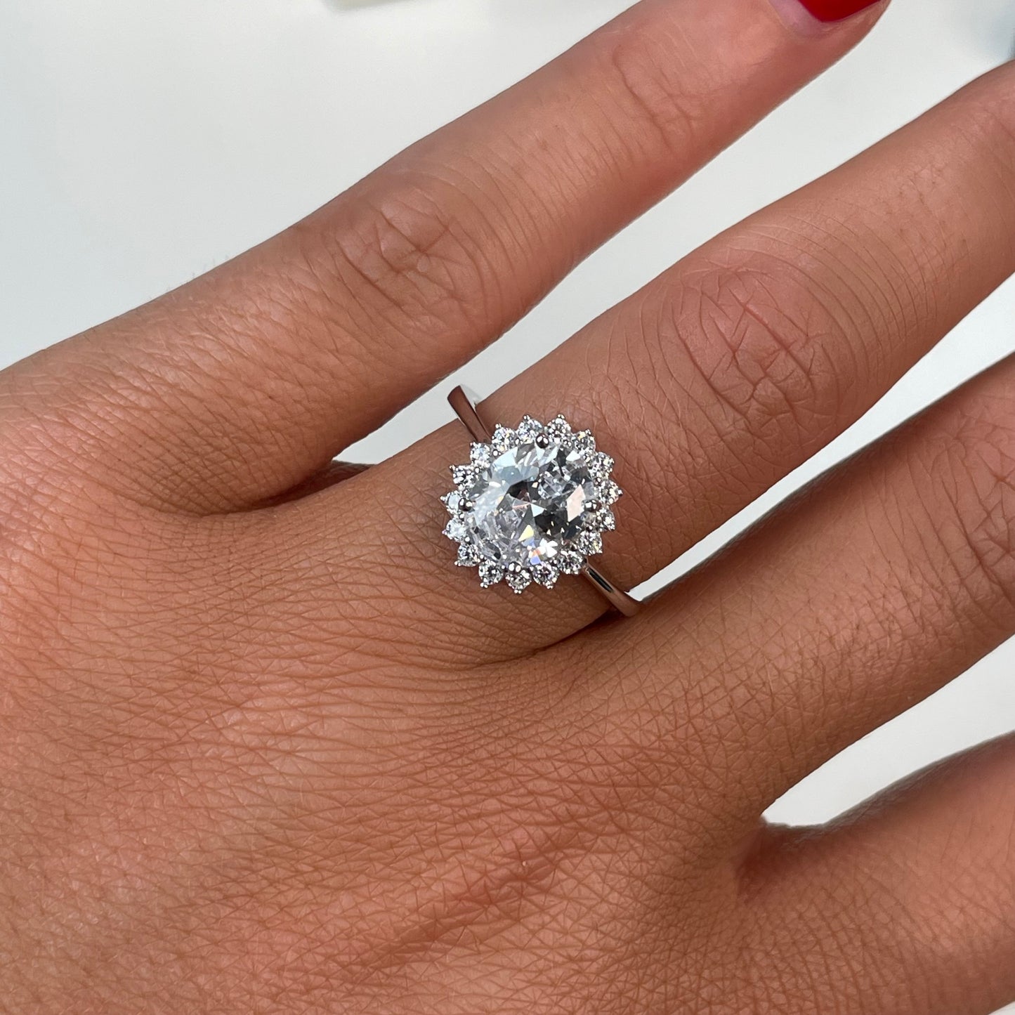 Silver Oval CZ Cluster Ring - John Ross Jewellers