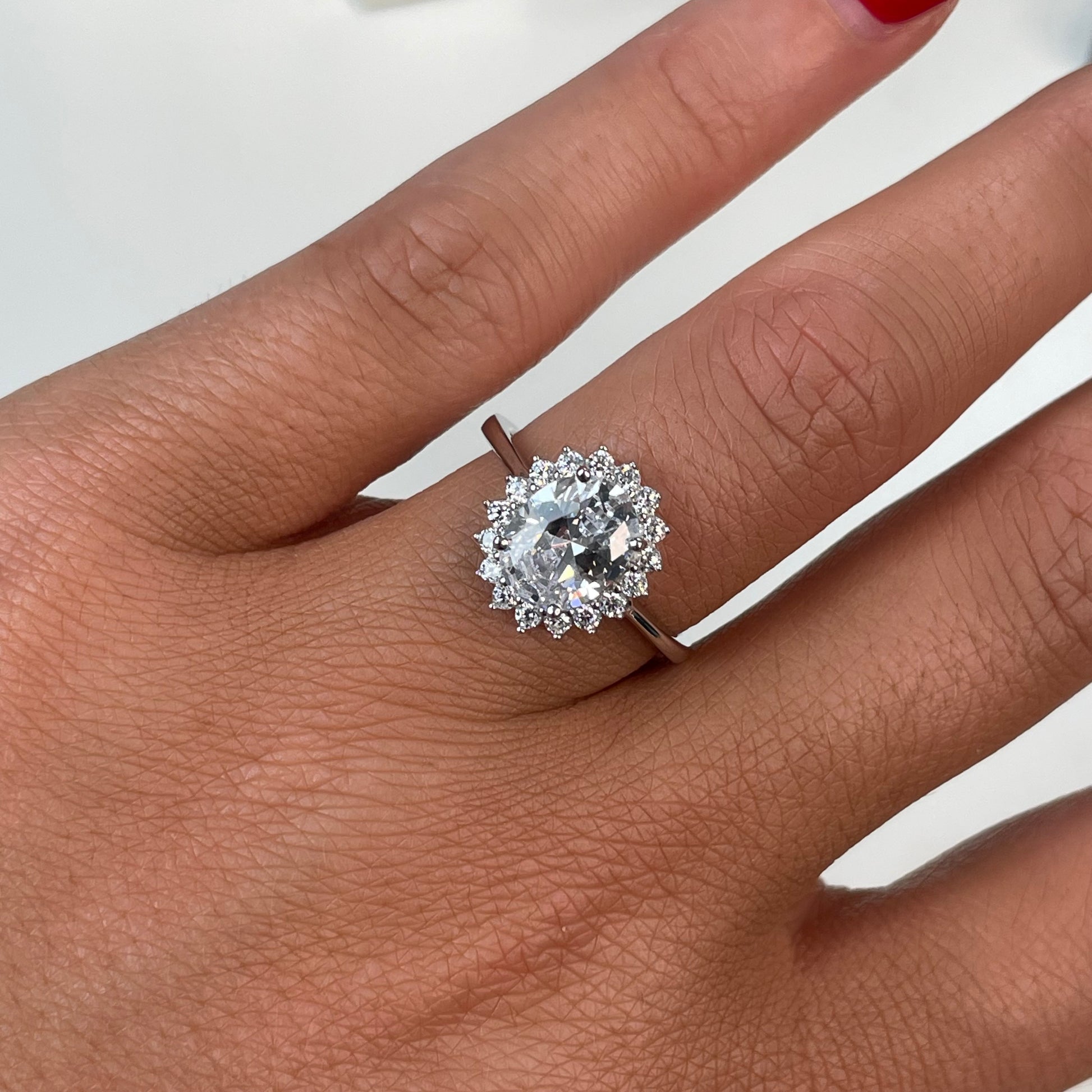 Silver Oval CZ Cluster Ring - John Ross Jewellers