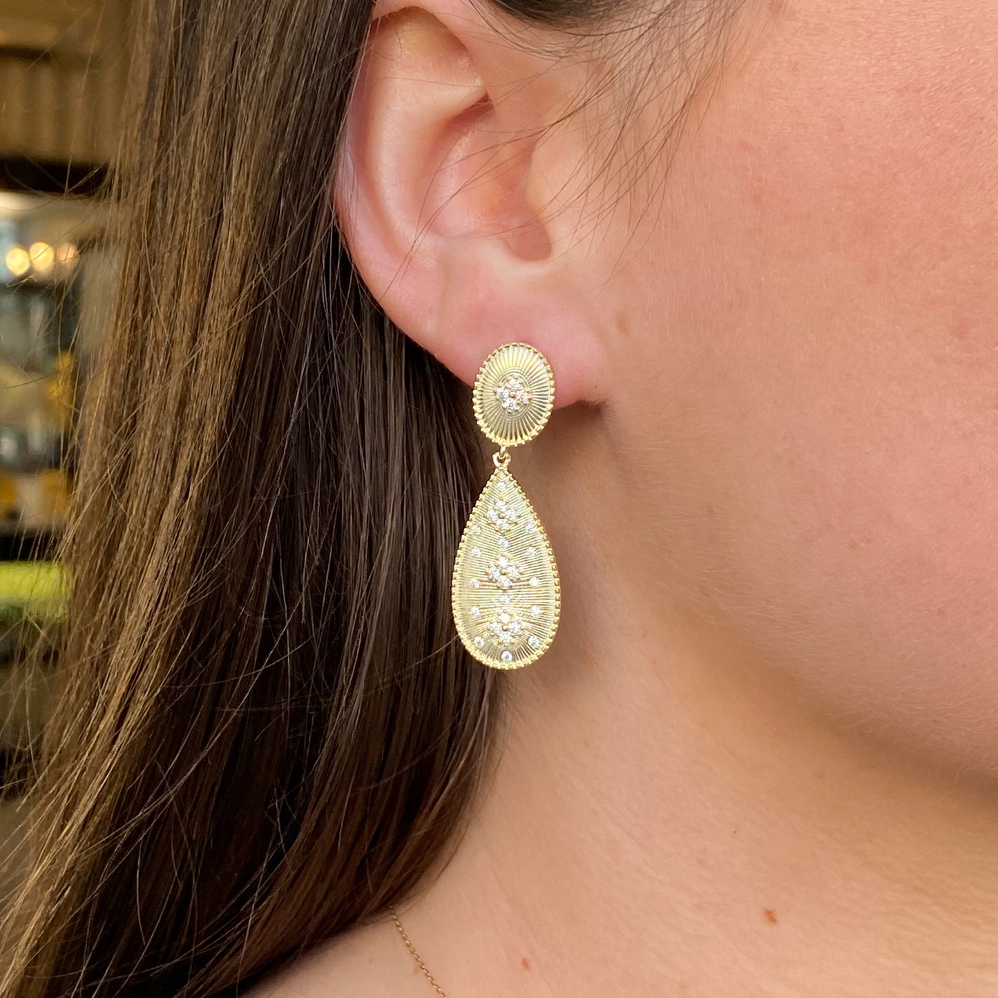 Sunshine CZ Satin Statement Drop Earrings