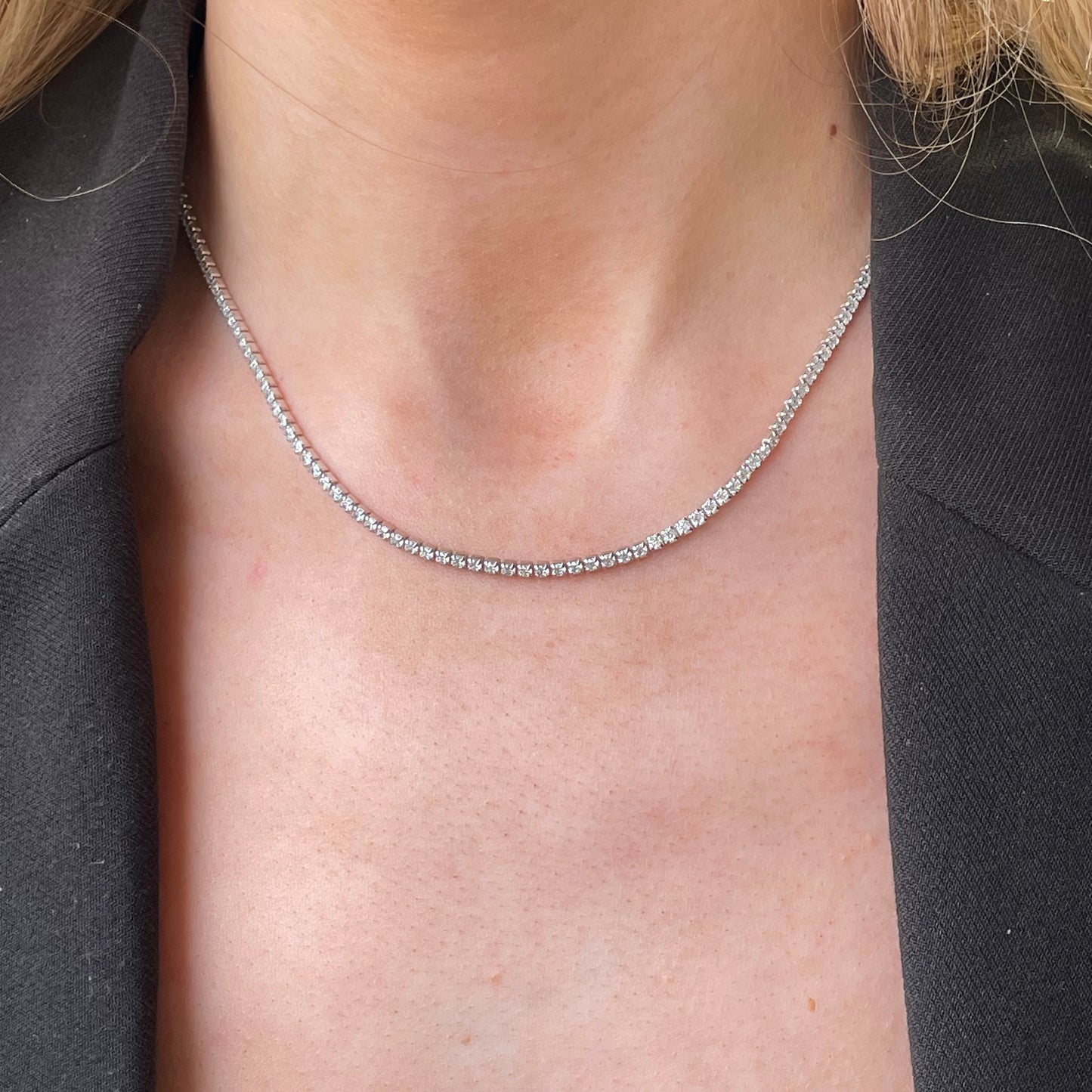 Silver CZ Tennis Necklace | 40+5cm - John Ross Jewellers