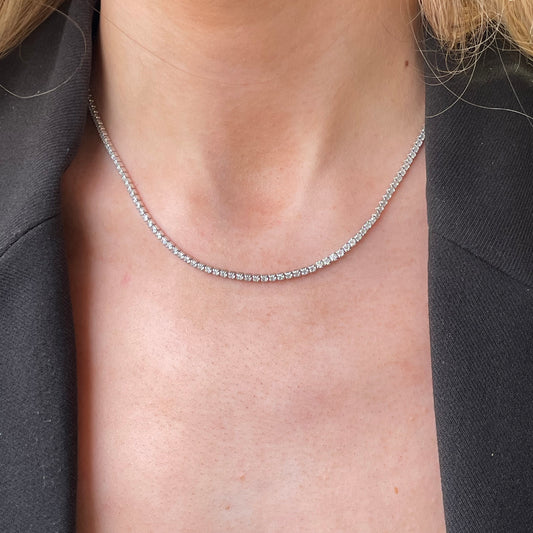 Silver CZ Tennis Necklace | 40+5cm - John Ross Jewellers