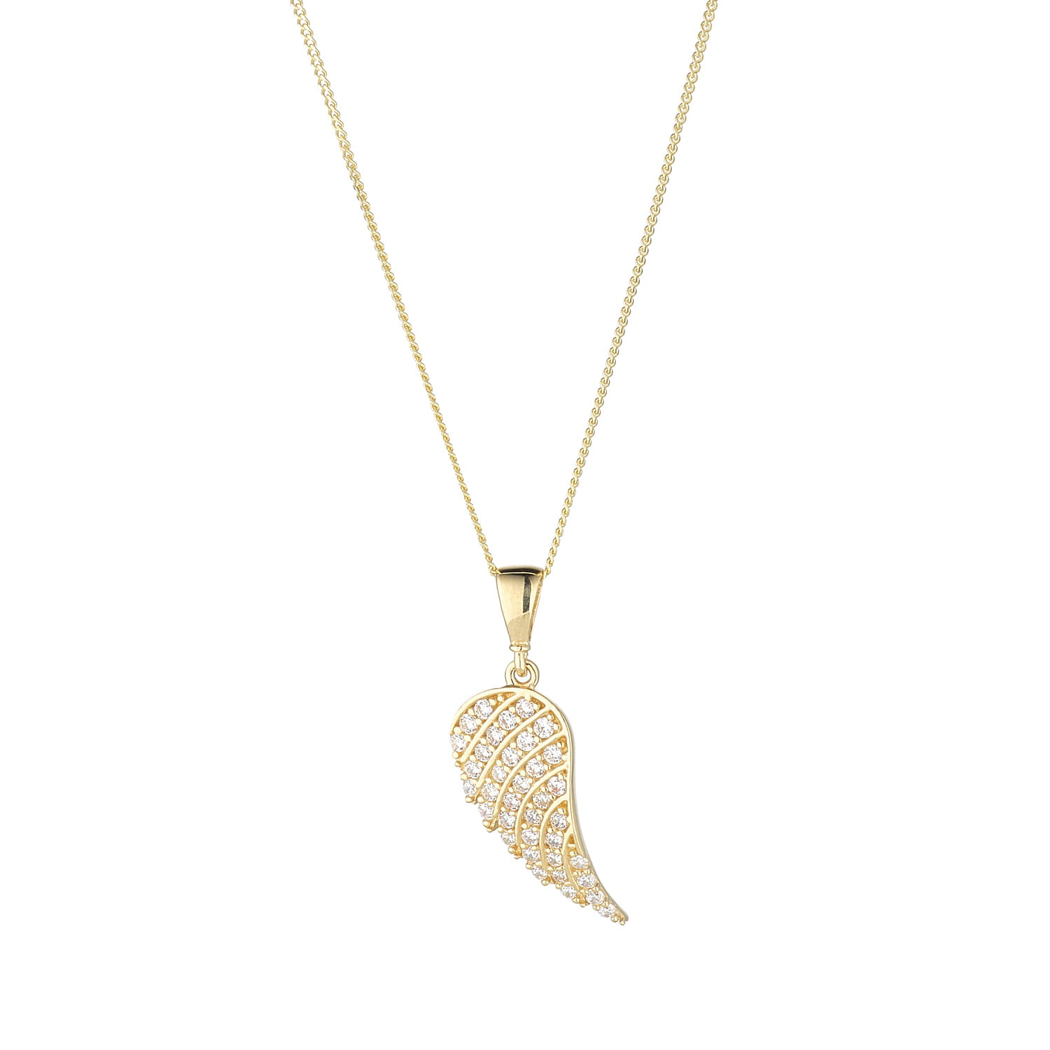 9ct Gold Sparkly CZ Angel Wing Necklace - John Ross Jewellers