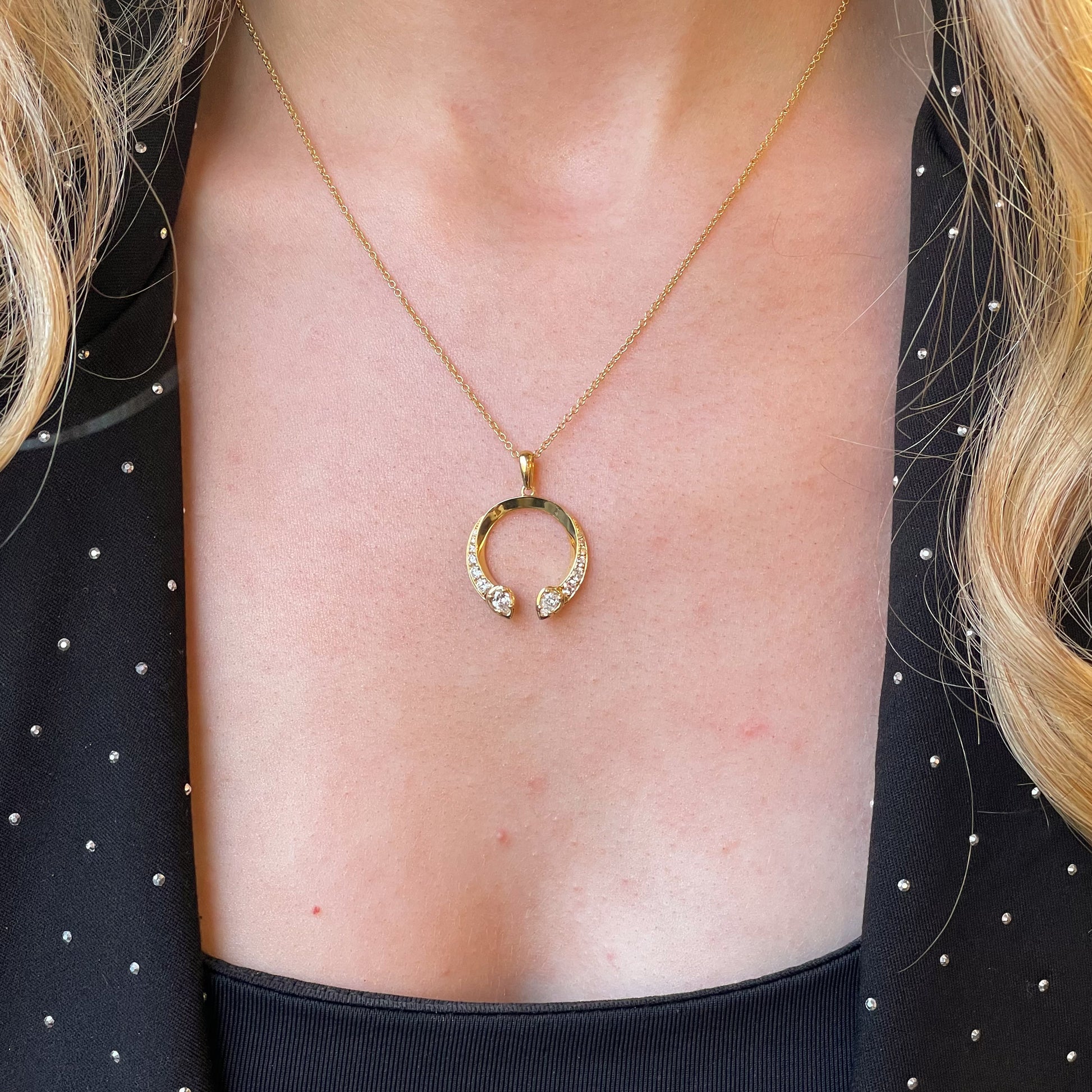 18ct Gold Diamond Torc Pendant Necklace | 0.62ct - John Ross Jewellers