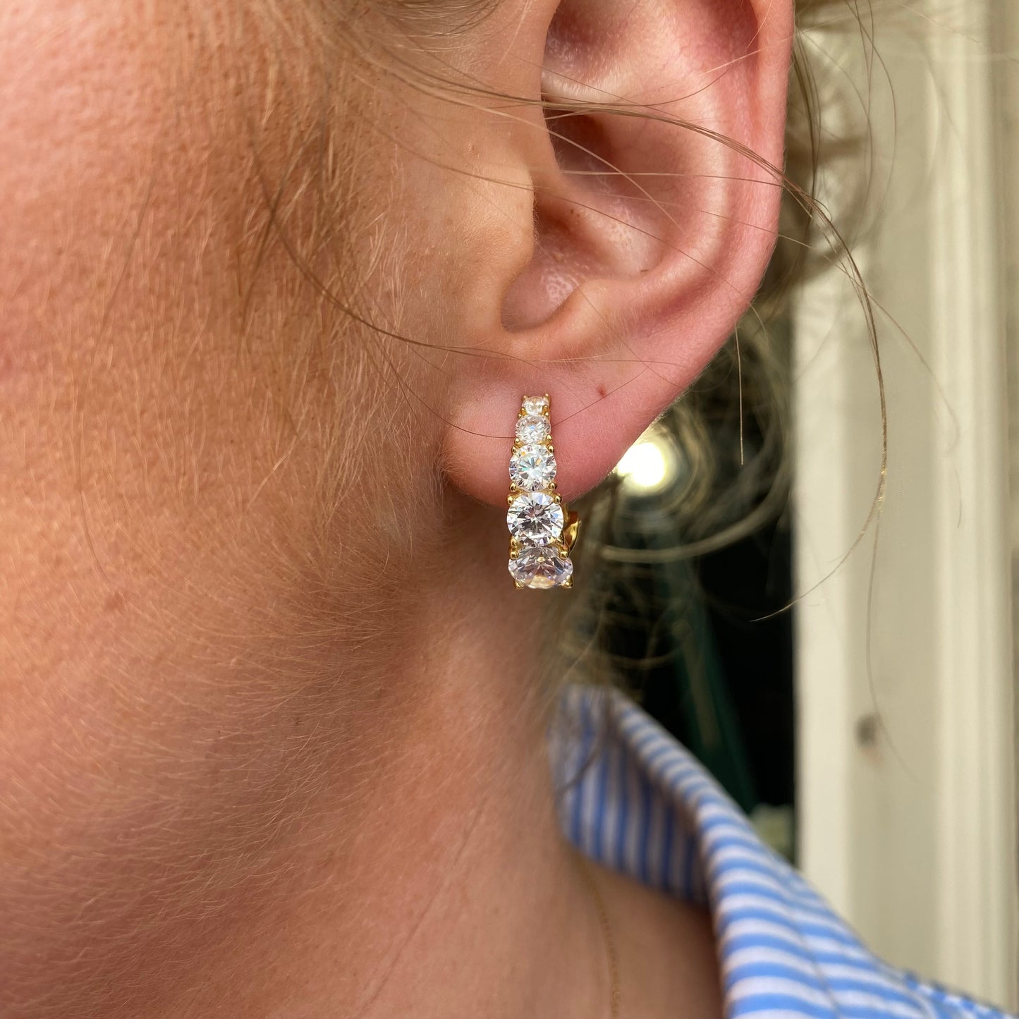 Sunshine Graduated CZ Hoop Earrings | J Hoop