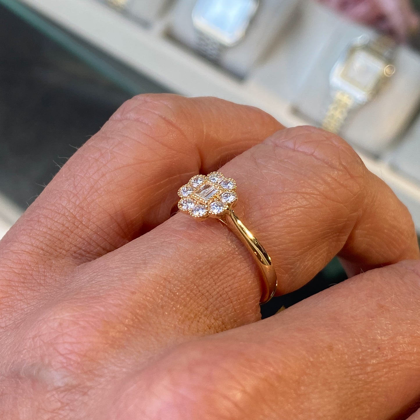 18ct Gold Quatrefoil Cluster Diamond Engagement Ring | 0.37ct - John Ross Jewellers